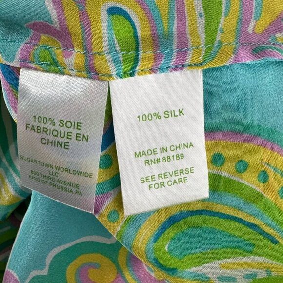 Lilly Pultizer Sarabeth Top XS Shorely Blue Double Trouble Silk NWT TP-2890 - Picture 9 of 11